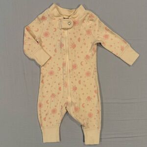 Hanna Andersson Footless Sleeper Girls 0-3M 50 cm Blush Pink Moonlight on Ecru